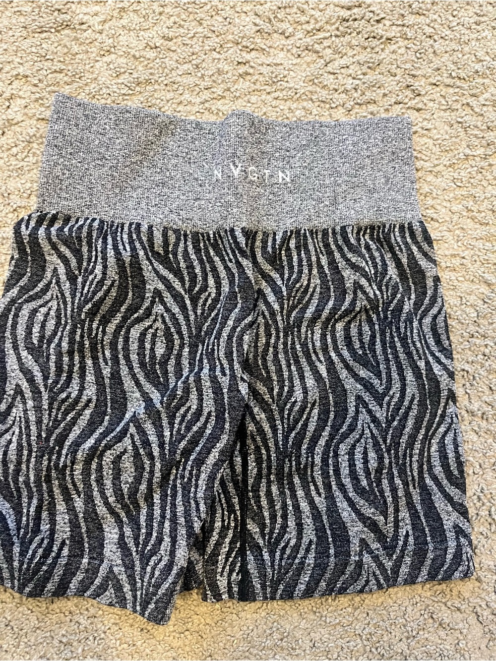 NVGTN Women's Black & Gray Zebra-Print Athletic Shorts